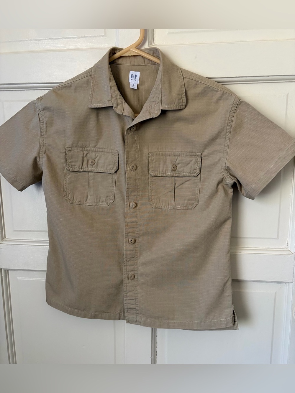 GAP Khaki Short-Sleeve Button-Up Utility Shirt